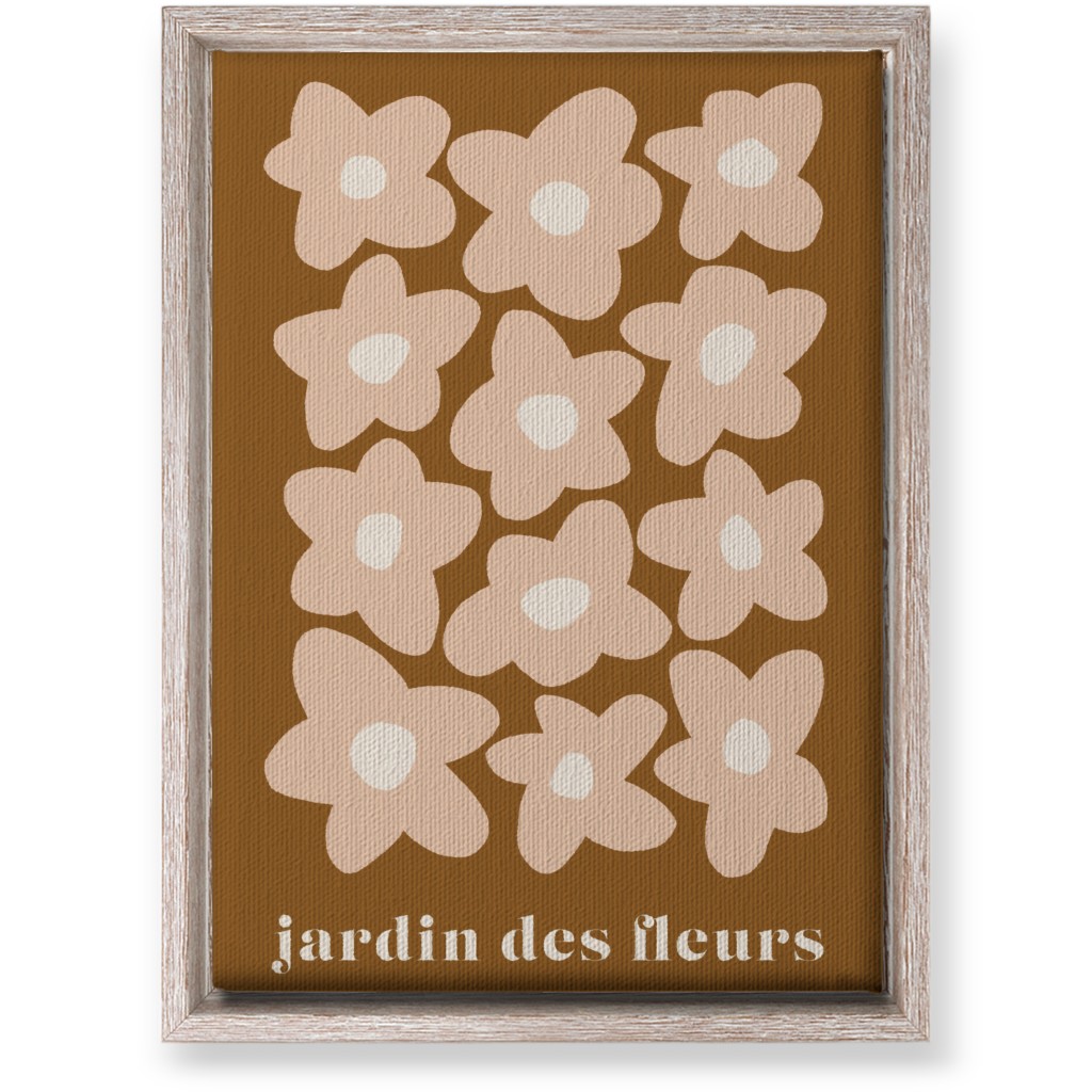 Botanical Graphic Retro Flower Garden Wall Art, Rustic, Single piece, Canvas, 10x14, Brown
