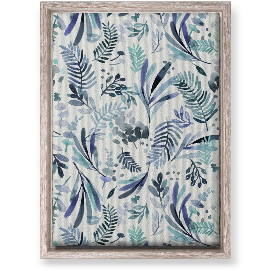 Tuscany Leaves - Blue Wall Art, Rustic, Single piece, Canvas, 10x14, Blue, True Blue