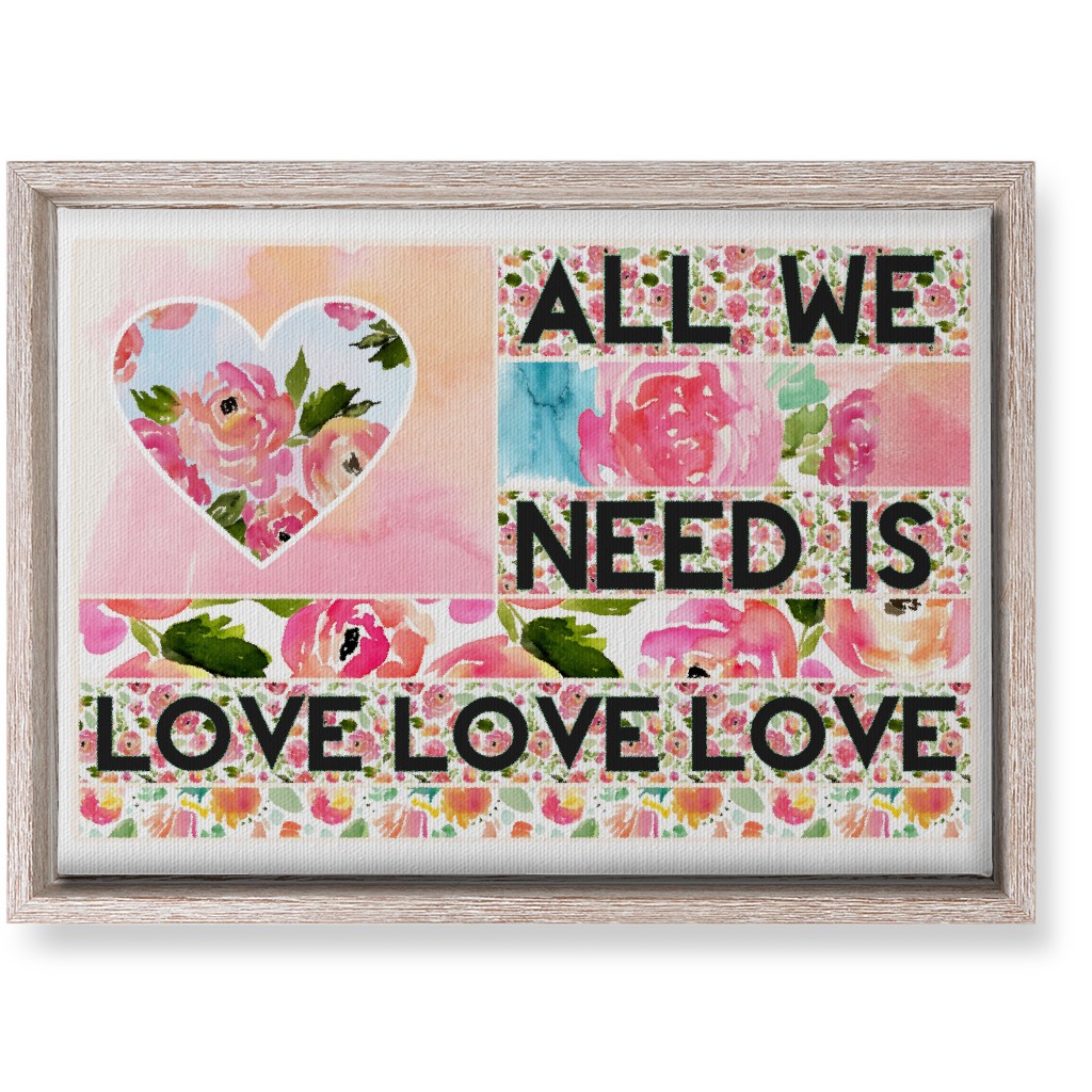 All We Need Is Love - Pink Wall Art, Rustic, Single piece, Canvas, 10x14, Pink, Bright Pink