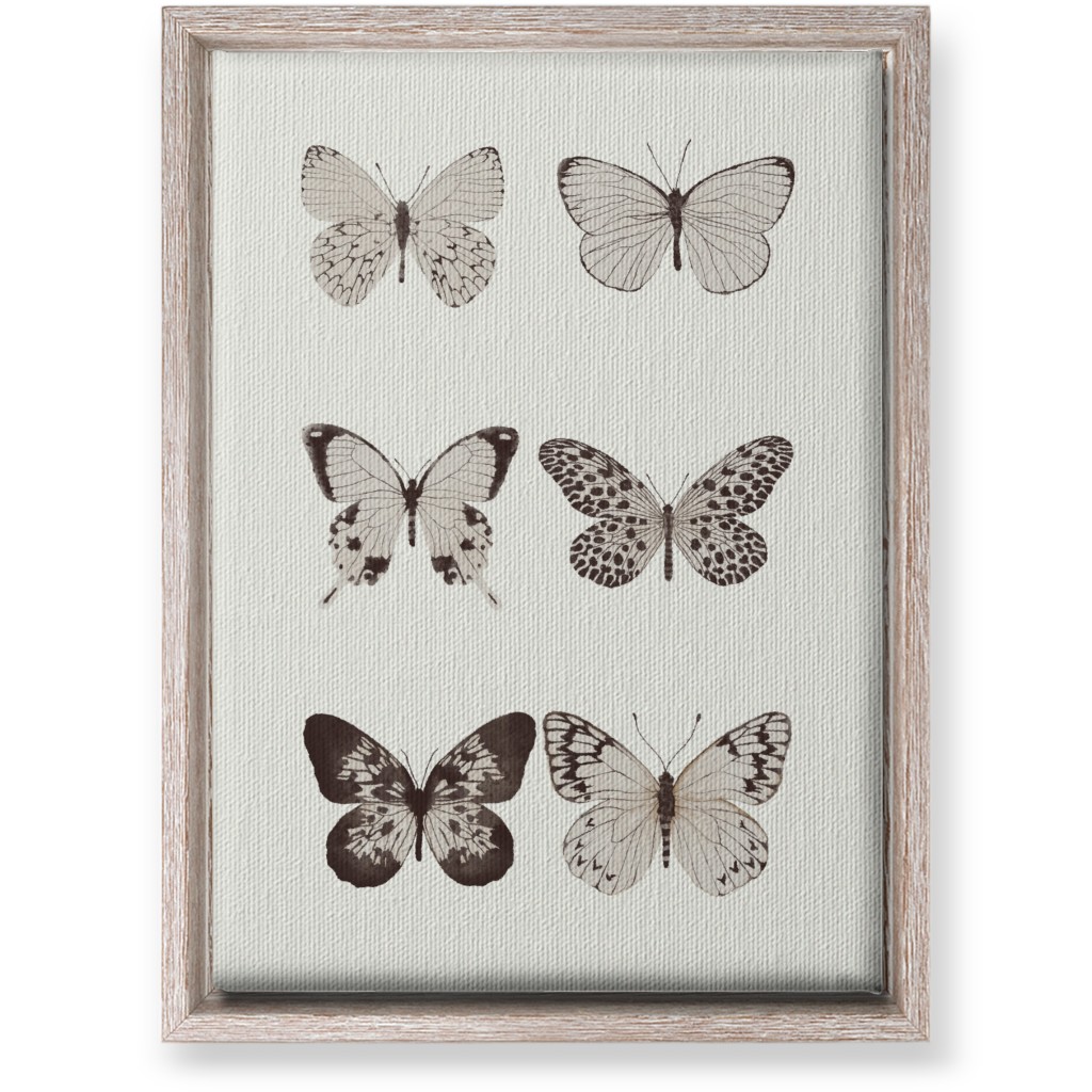 Butterflies Pairs Wall Art, Rustic, Single piece, Canvas, 10x14, Gray, Rye