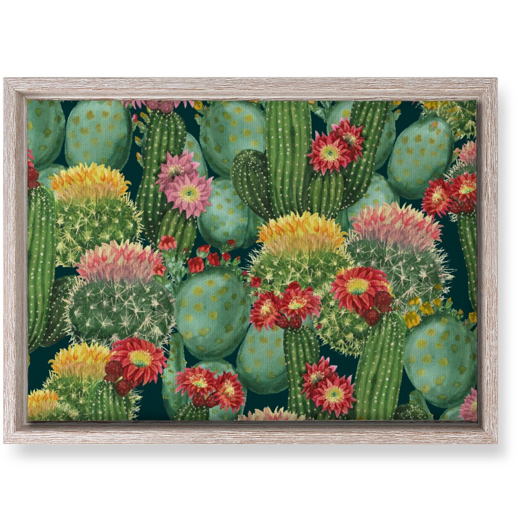 Tropical Cactus Flowers Wall Art, Rustic, Single piece, Canvas, 10x14, Multicolor