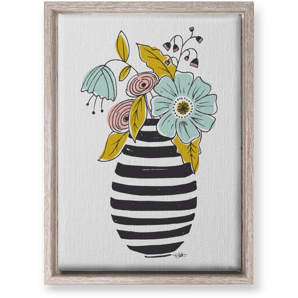Summer Floral Vase Wall Art, Rustic, Single piece, Canvas, 10x14, Multicolor, White