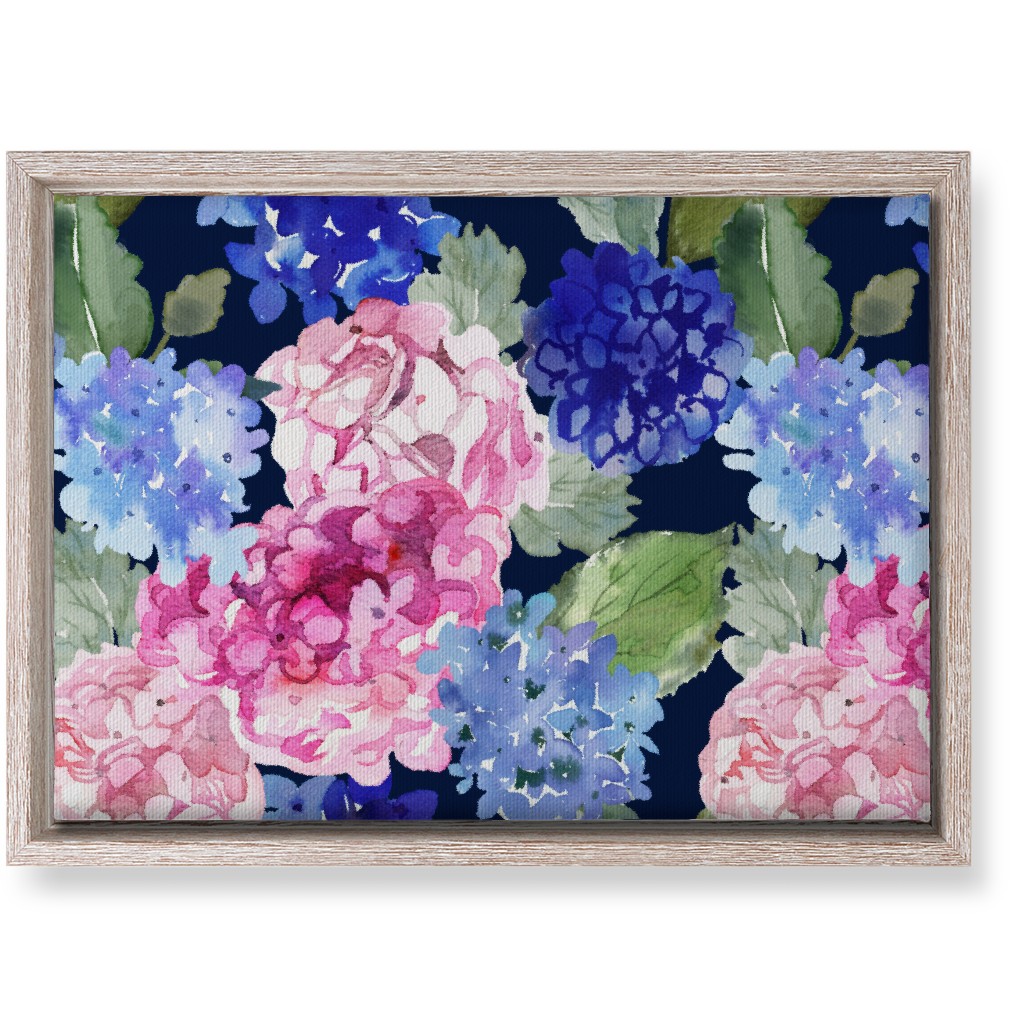 Spring Hydrangea Watercolor - Navy Wall Art, Rustic, Single piece, Canvas, 10x14, Multicolor