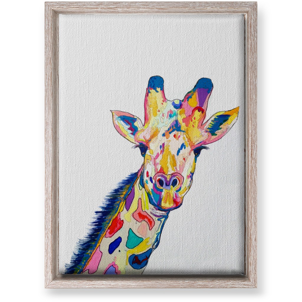 the Painted Giraffe - Multi on White Wall Art, Rustic, Single piece, Canvas, 10x14, Multicolor