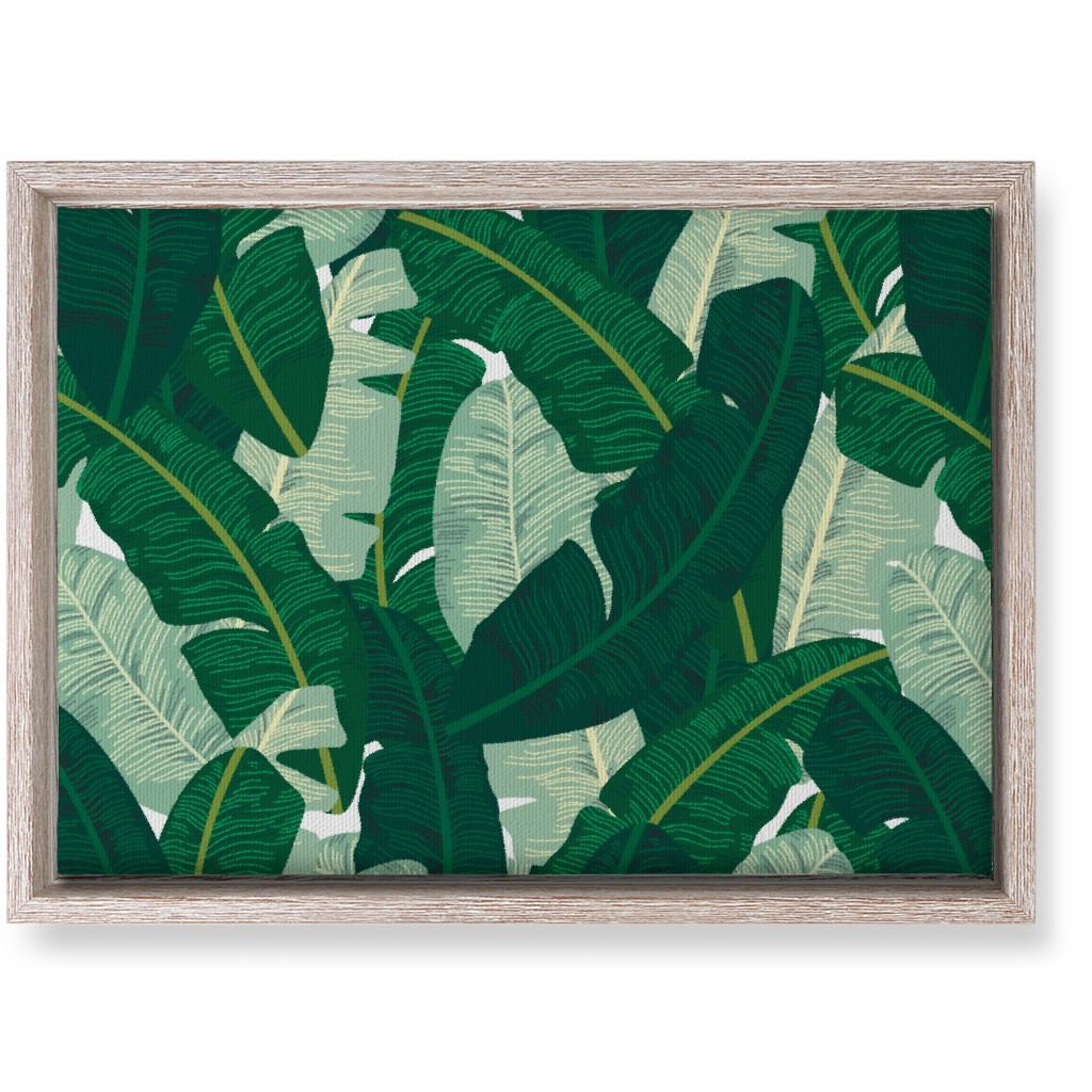 Classic Banana Leaves - Palm Springs Green Wall Art, Rustic, Single piece, Canvas, 10x14, Green