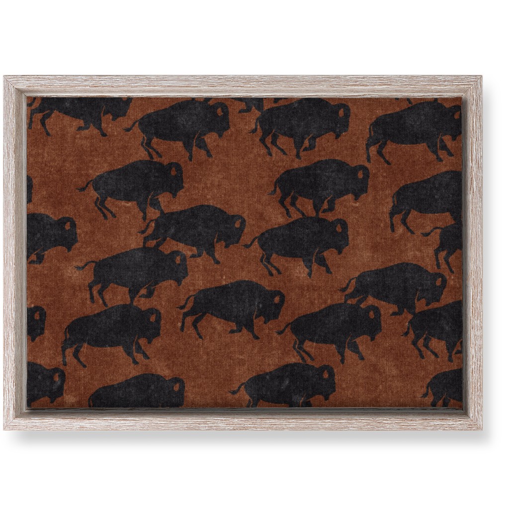 Bison Stampede - Inkwell on Brandywine Wall Art, Rustic, Single piece, Canvas, 10x14, Brown