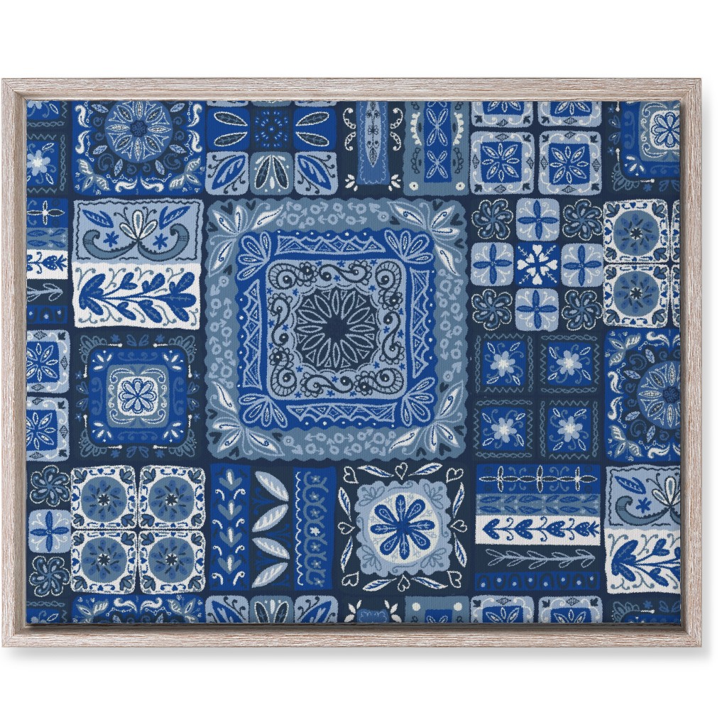 Grandma's Patchwork - Blue Wall Art, Rustic, Single piece, Canvas, 16x20, Blue, True Blue