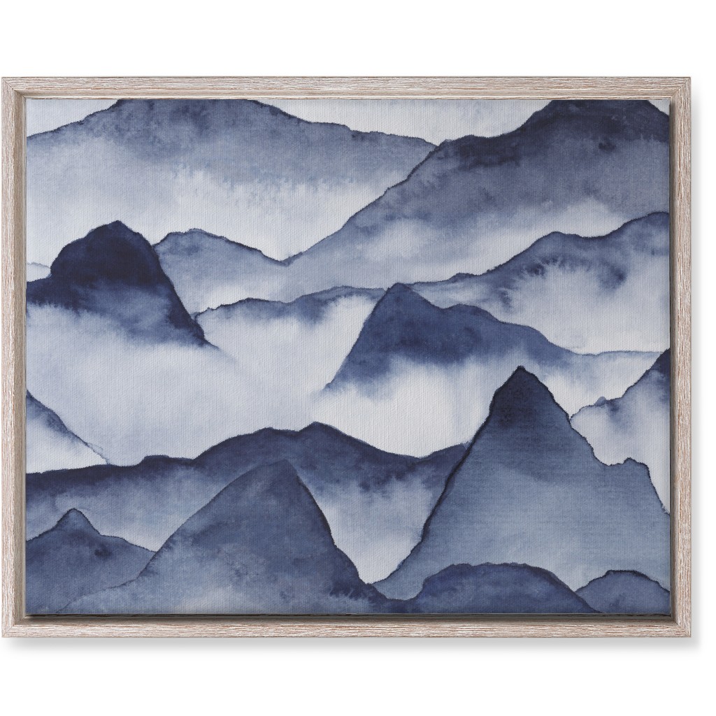 Watercolor Mountains - Blue Wall Art, Rustic, Single piece, Canvas, 16x20, Blue