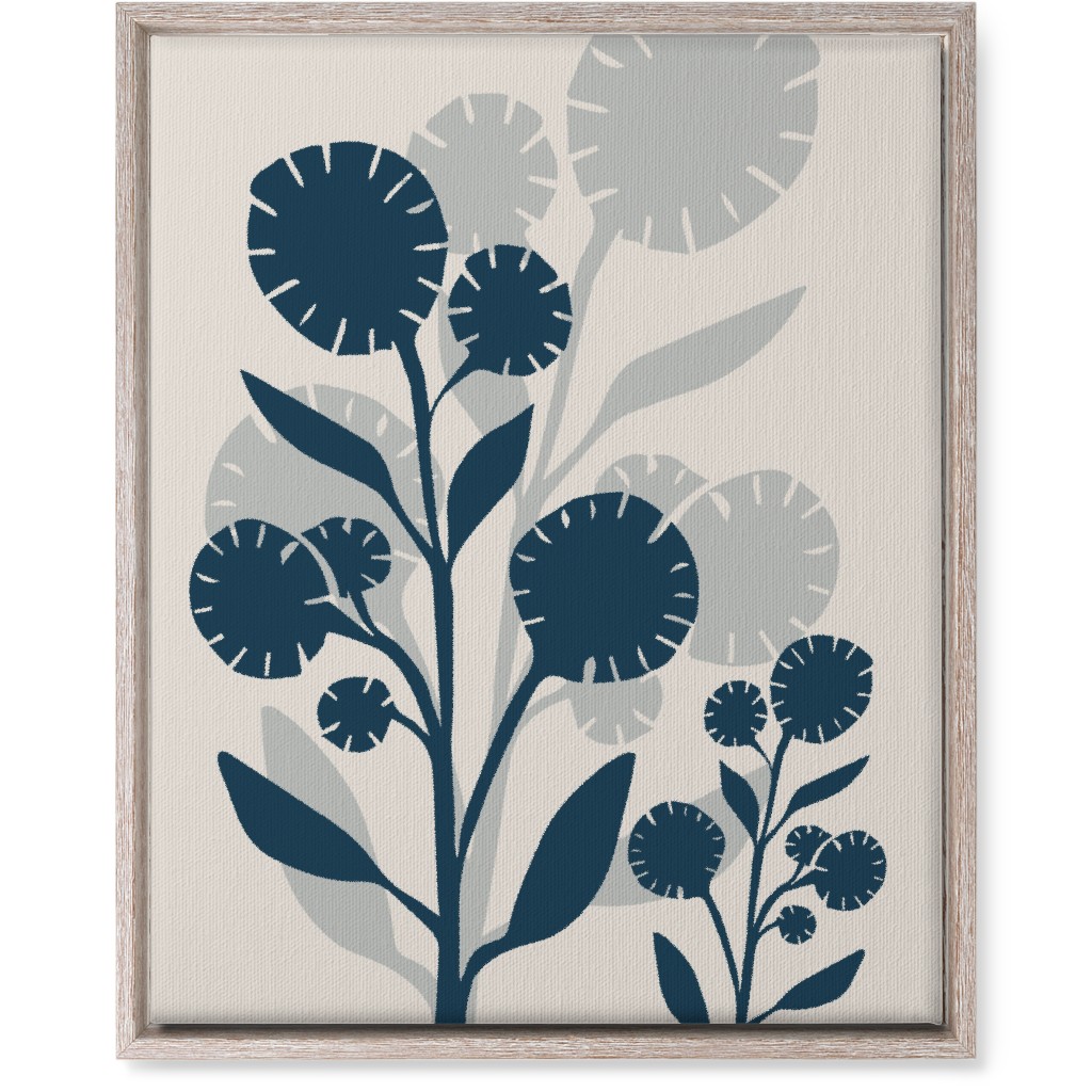 Abstract Flower Wall Art, Rustic, Single piece, Canvas, 16x20, Blue