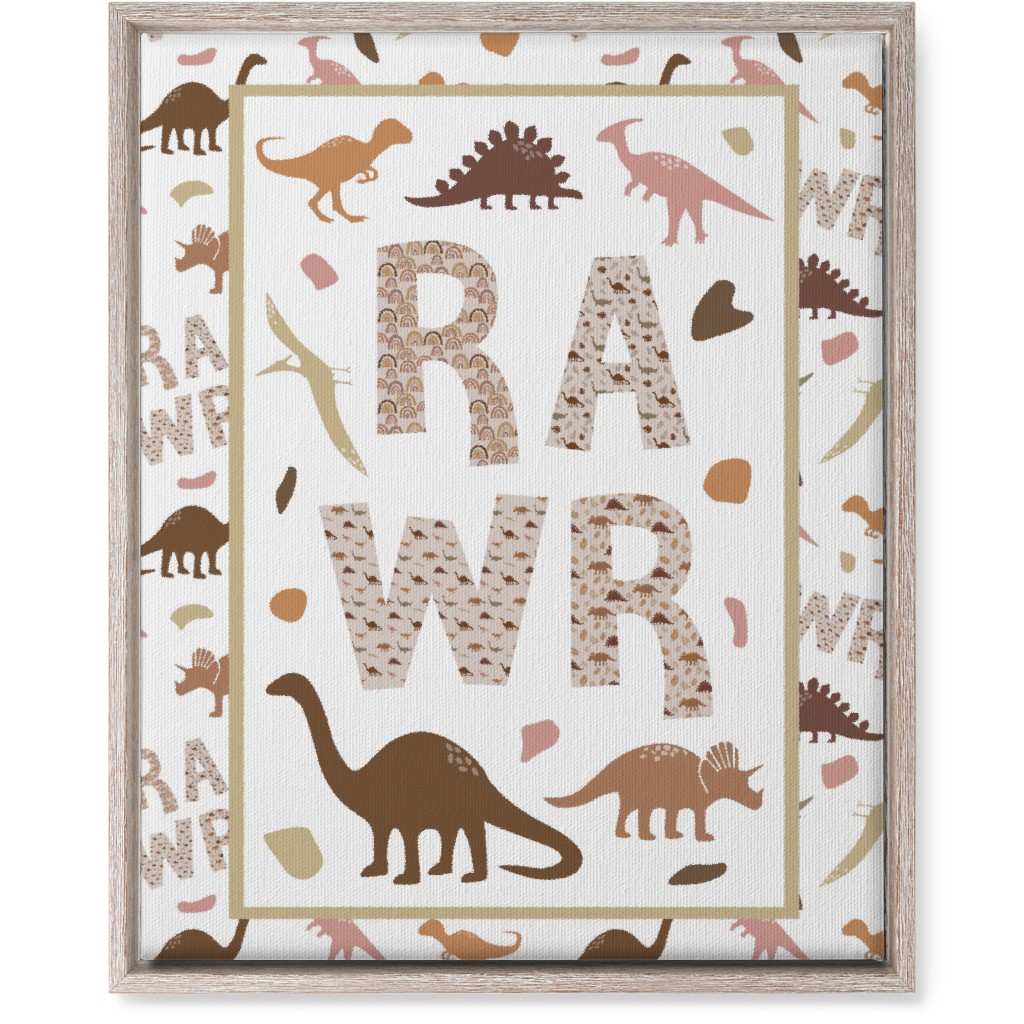 Rawr Dinosaurs - Neutral Wall Art, Rustic, Single piece, Canvas, 16x20, Multicolor