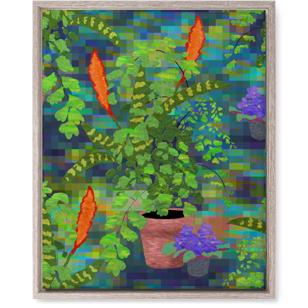 Impressionist Houseplants - Green Wall Art, Rustic, Single piece, Canvas, 16x20, Green, Classic Green