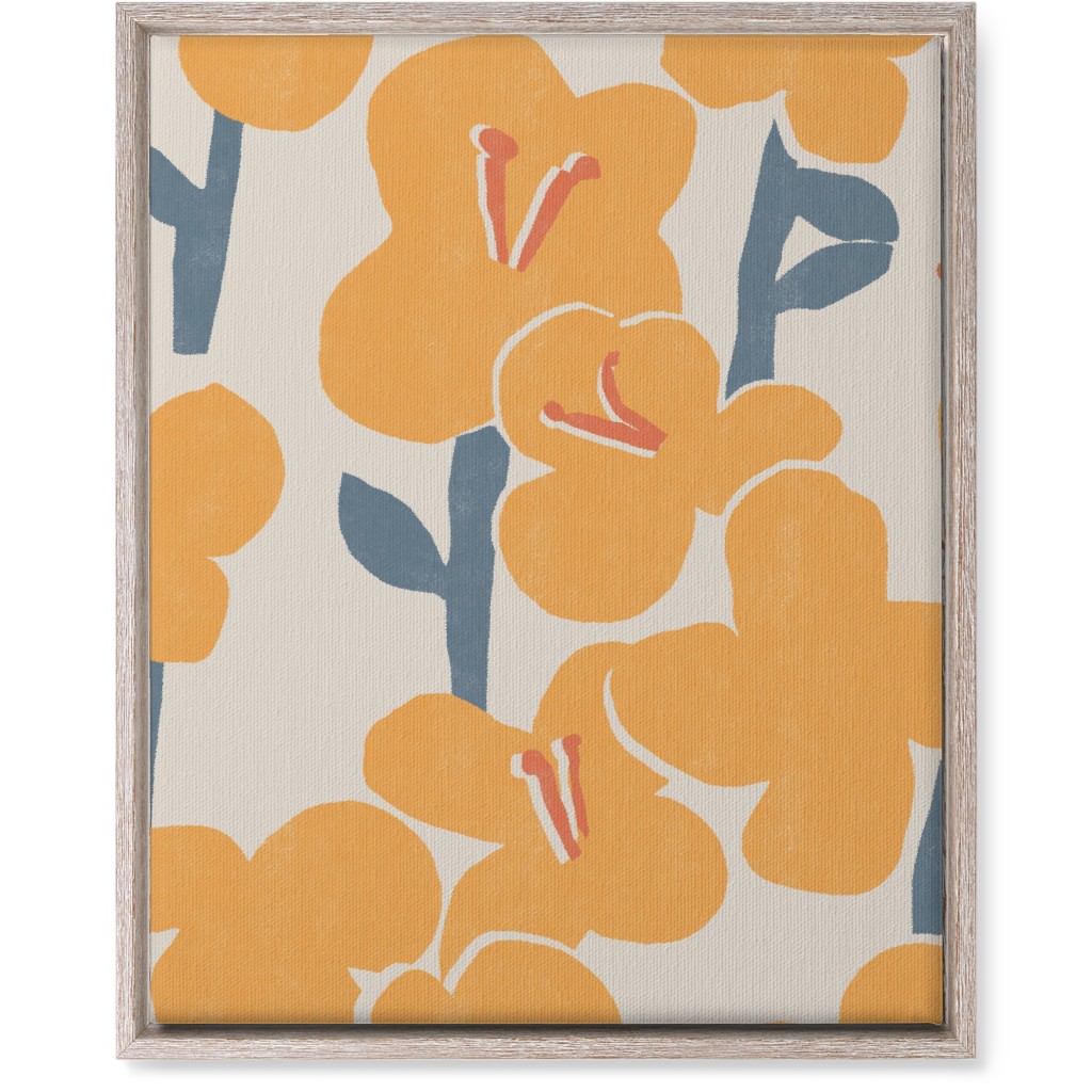 Field of Mod Flowers - Yellow Wall Art, Rustic, Single piece, Canvas, 16x20, Yellow