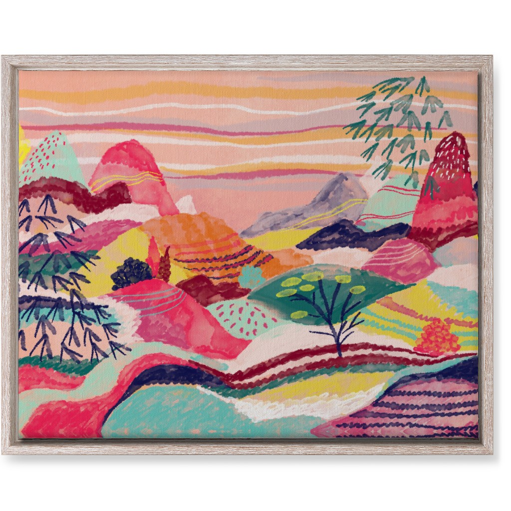 Dreamy Hills Abstract - Vibrant Wall Art, Rustic, Single piece, Canvas, 16x20, Multicolor