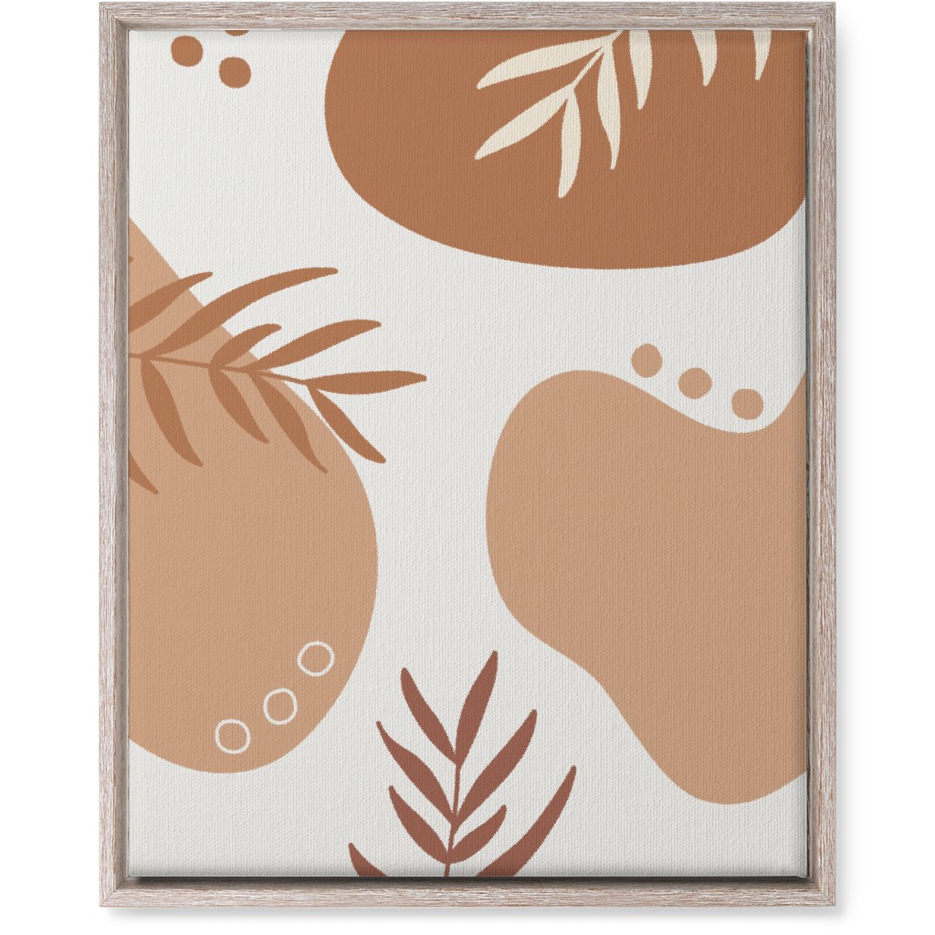 Abstract Shapes and Fern Leaves - Neutral Wall Art, Rustic, Single piece, Canvas, 16x20, Orange, Orange