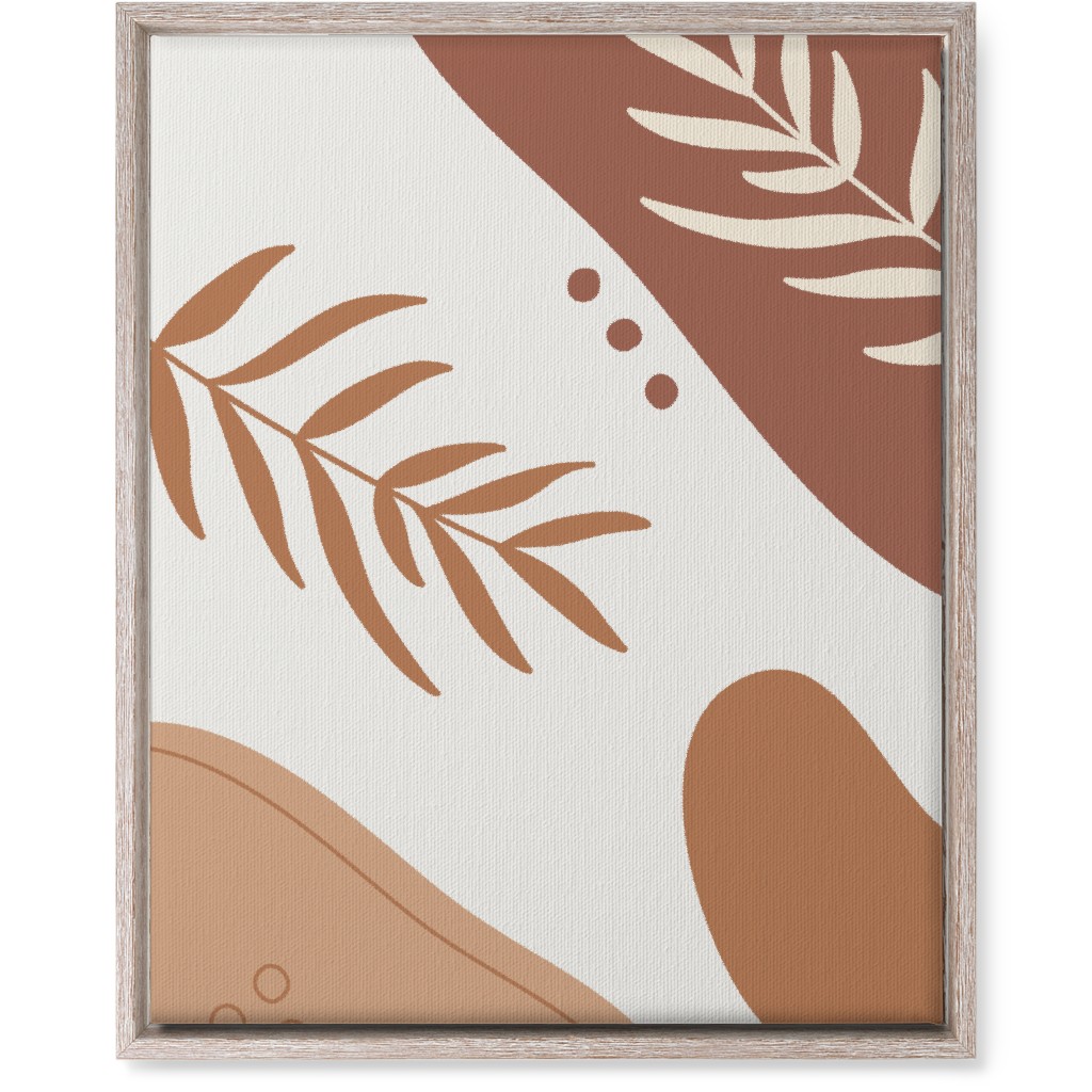 Fern Leaves and Abstract Shapes - Earth Tones Wall Art, Rustic, Single piece, Canvas, 16x20, Orange