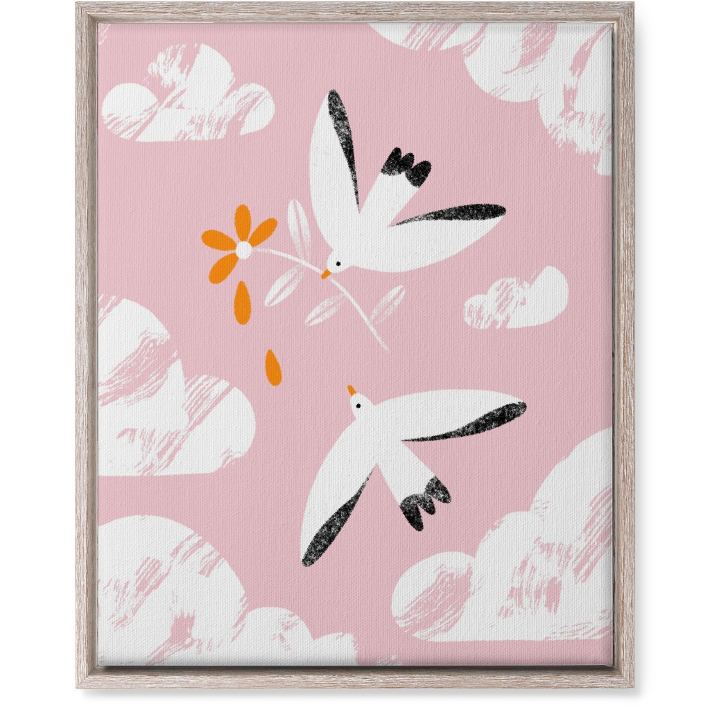 Two Birds in the Pink Sky Wall Art, Rustic, Single piece, Canvas, 16x20, Pink, Bright Pink