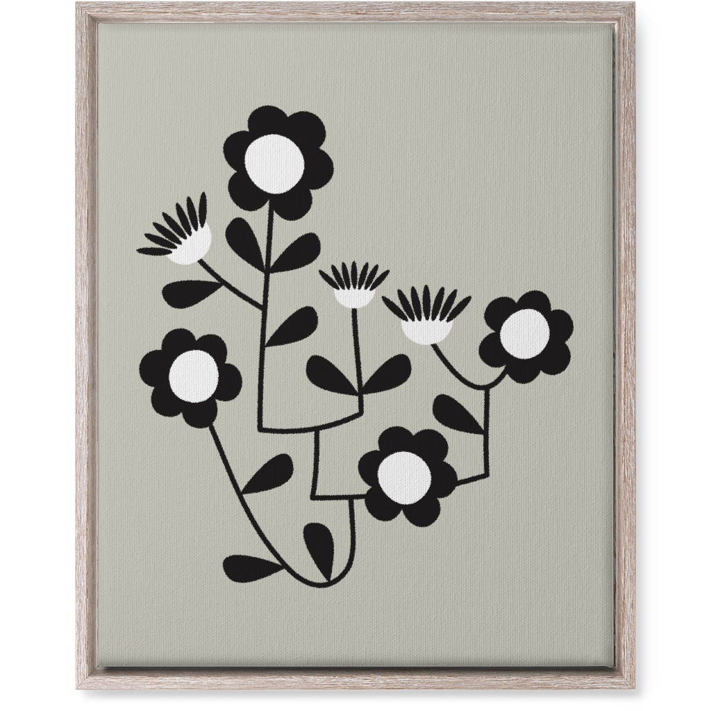 Mod Hanging Floral Wall Art, Rustic, Single piece, Canvas, 16x20, Gray