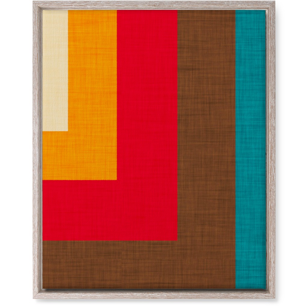 Abstract Mod Cube Wall Art, Rustic, Single piece, Canvas, 16x20, Multicolor, Red