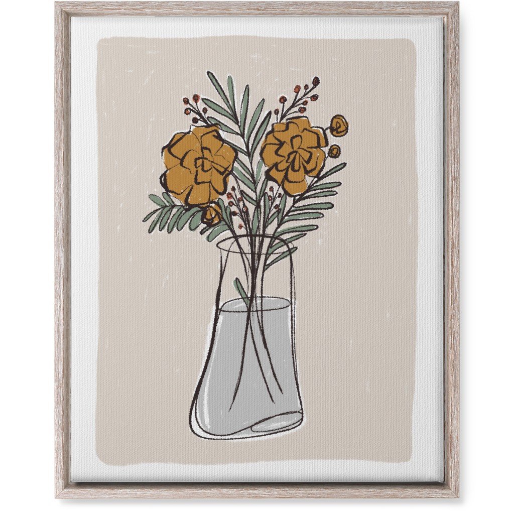 Bouquet Study - Yellow on Beige Wall Art, Rustic, Single piece, Canvas, 16x20, Beige, Pearl