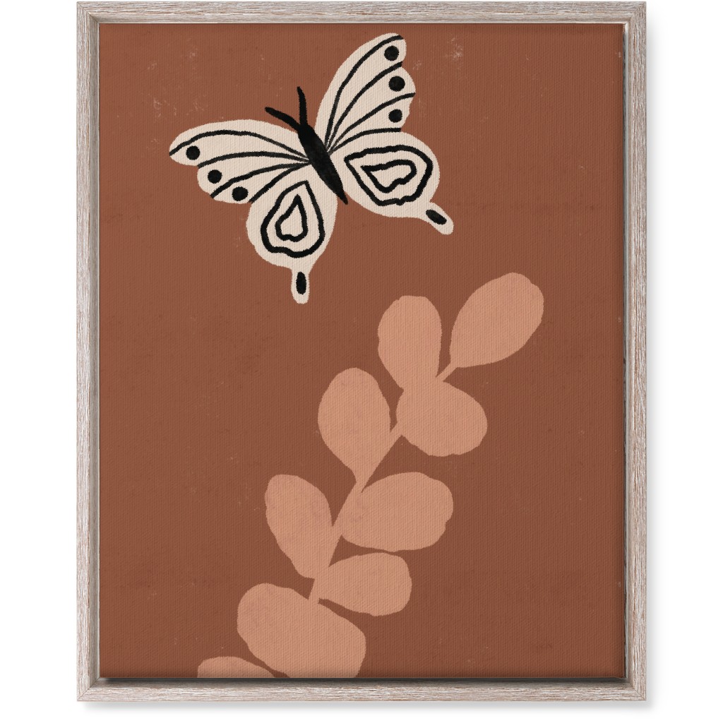 Butterfly and Branch - Warm Wall Art, Rustic, Single piece, Canvas, 16x20, Brown, Brown