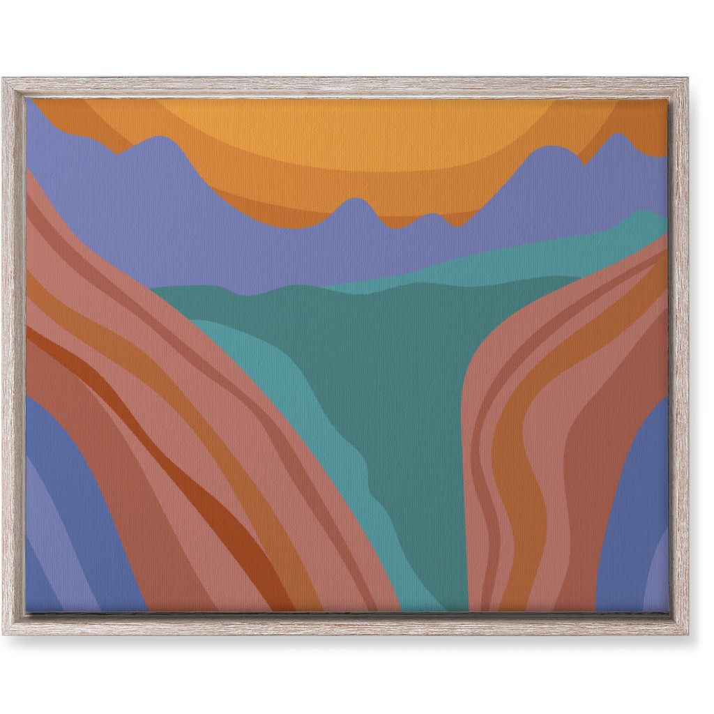 Minimalist Canyon River Sunset - Multi Wall Art, Rustic, Single piece, Canvas, 16x20, Multicolor