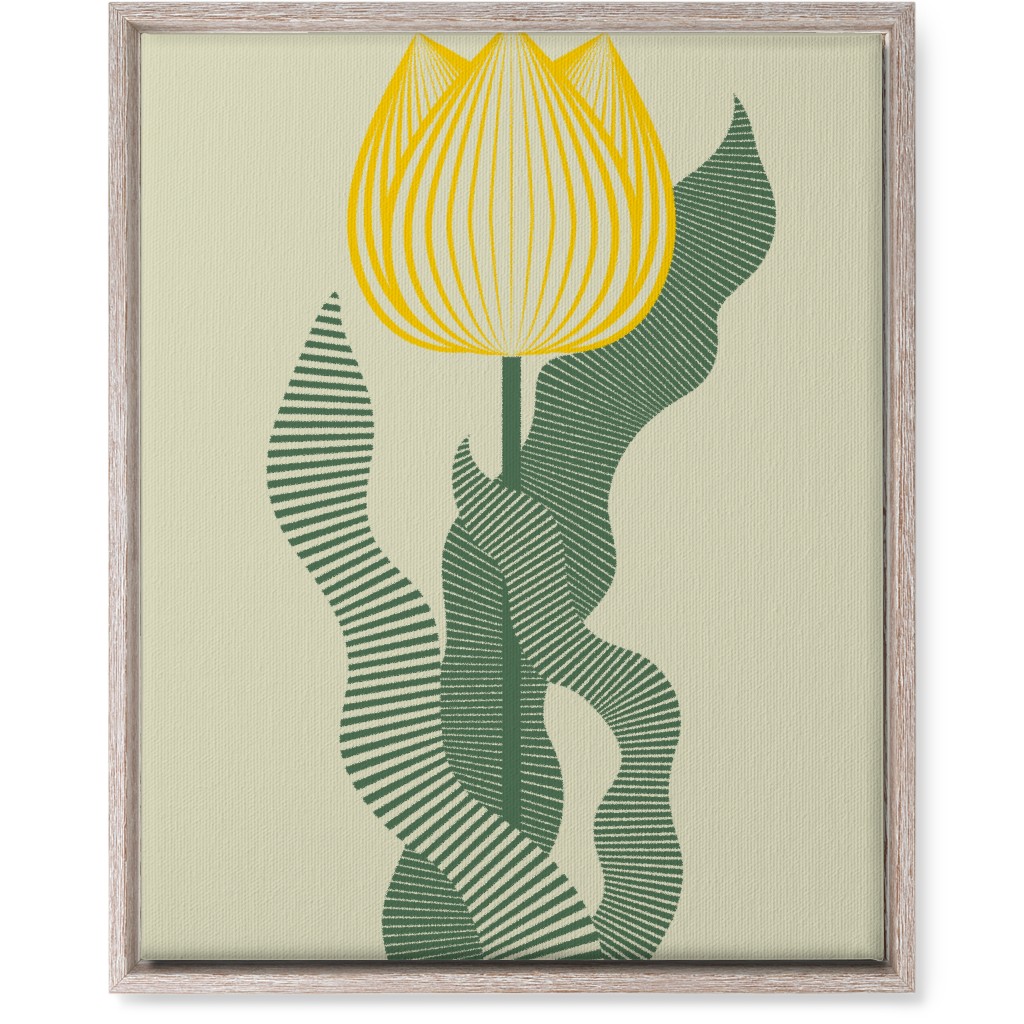 Abstract Tulip Flower - Yellow on Beige Wall Art, Rustic, Single piece, Canvas, 16x20, Yellow