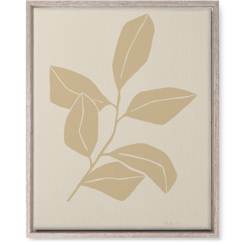 Botanical Ficus Branch With Leaves - Neutral Wall Art, Rustic, Single piece, Canvas, 16x20, Beige, Pearl