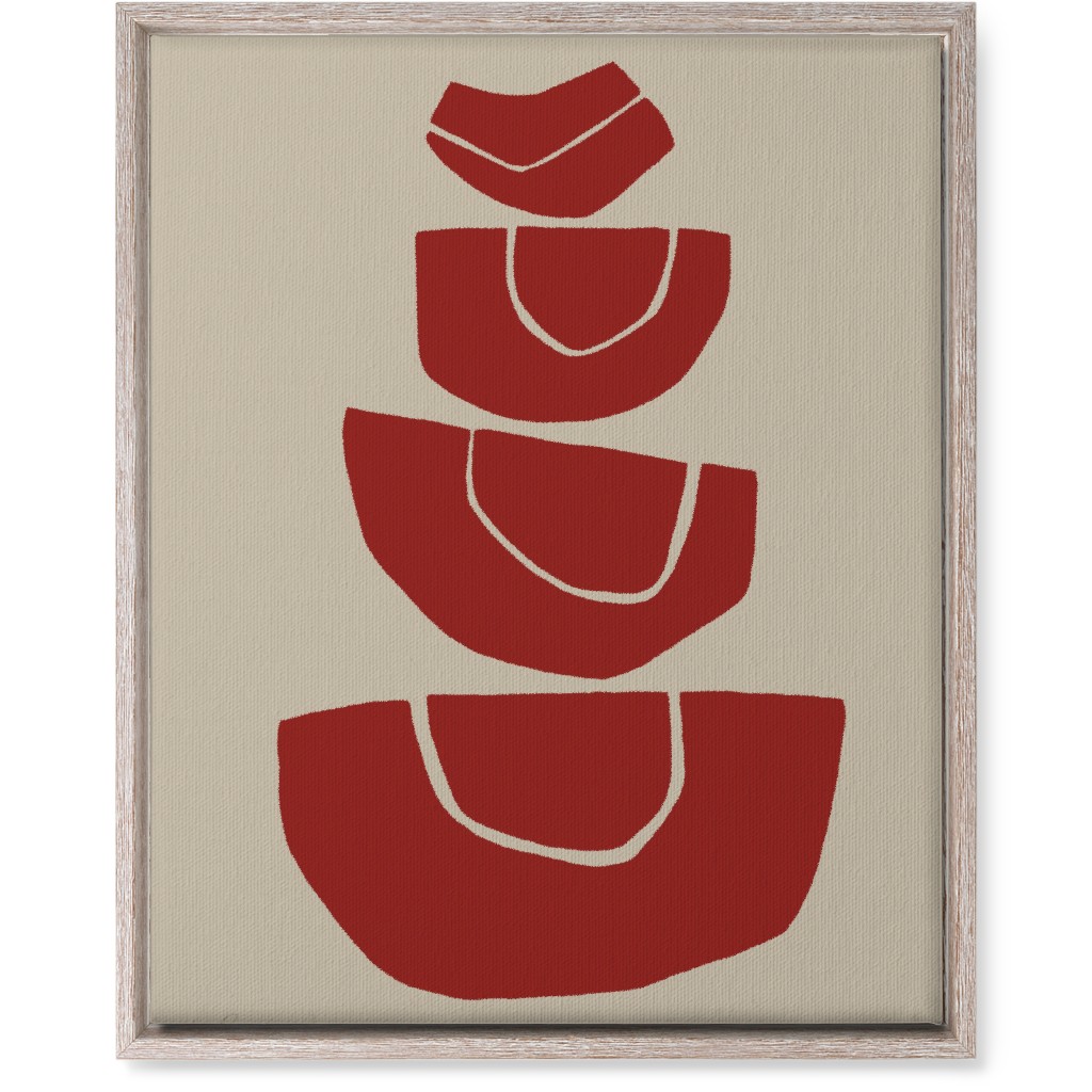 Geometric Stack Abstract Wall Art, Rustic, Single piece, Canvas, 16x20, Red