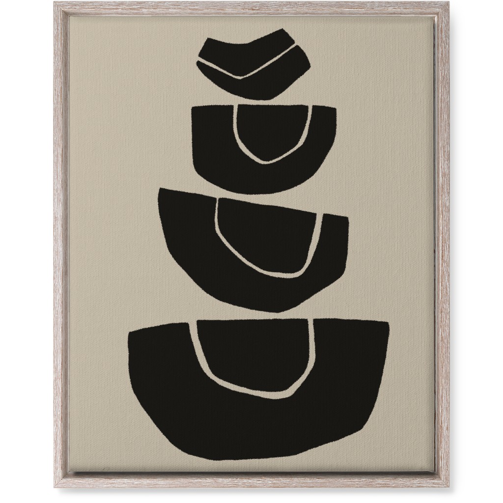 Geometric Stack Abstract Wall Art, Rustic, Single piece, Canvas, 16x20, Black