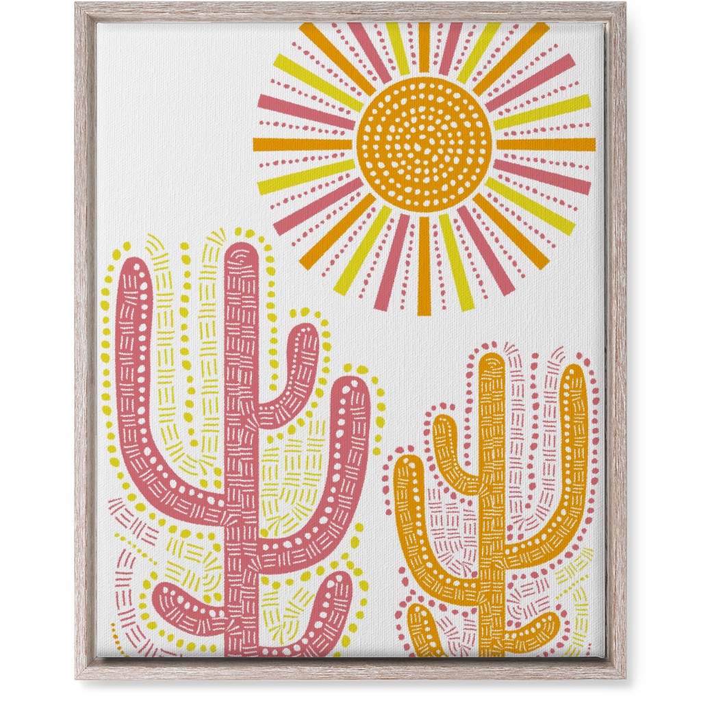 Boho Cactus and Sunny Summer - Warm Wall Art, Rustic, Single piece, Canvas, 16x20, Multicolor