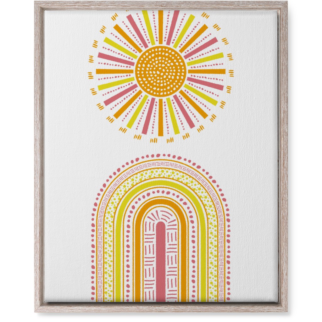 Boho Rainbow and Sun - Warm Wall Art, Rustic, Single piece, Canvas, 16x20, Multicolor