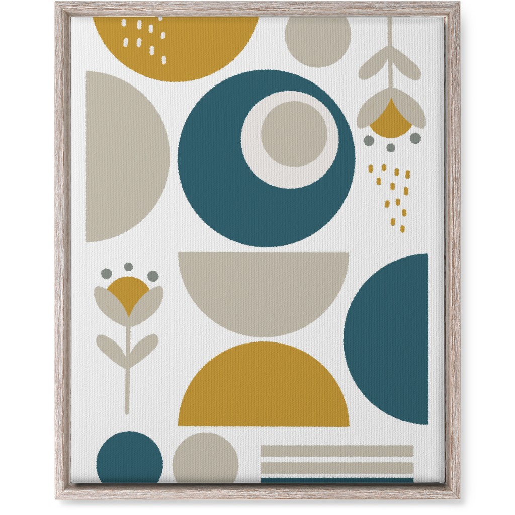 Abstract Floral - Yellow and Blue Wall Art, Rustic, Single piece, Canvas, 16x20, Multicolor