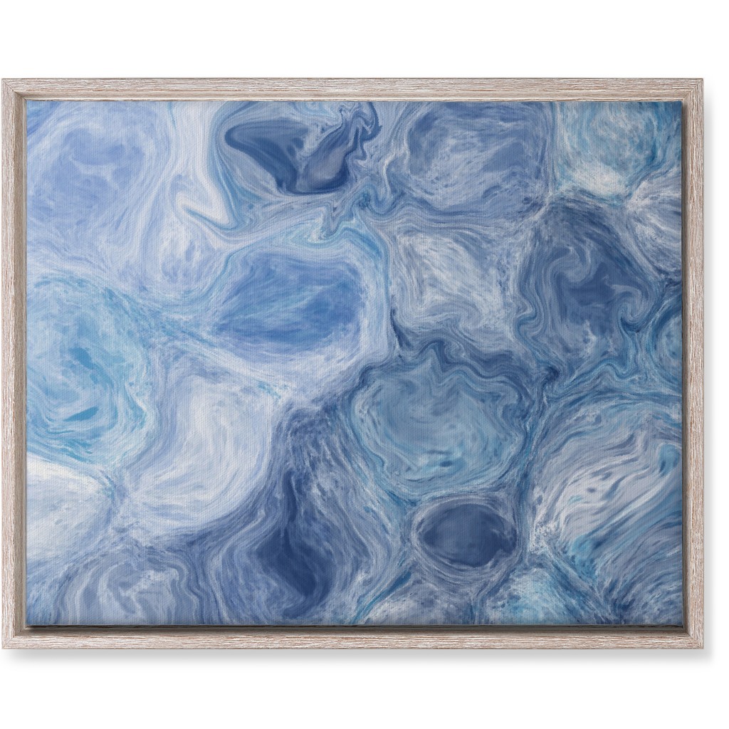 Abstract Acrylic Pour Ripple - Blue Wall Art, Rustic, Single piece, Canvas, 16x20, Blue, True Blue