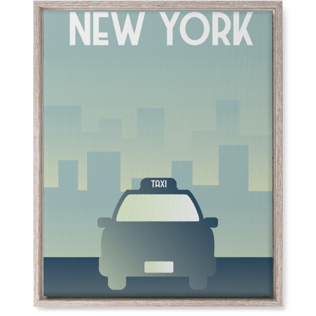 New York City Taxi Wall Art, Rustic, Single piece, Canvas, 16x20, Green
