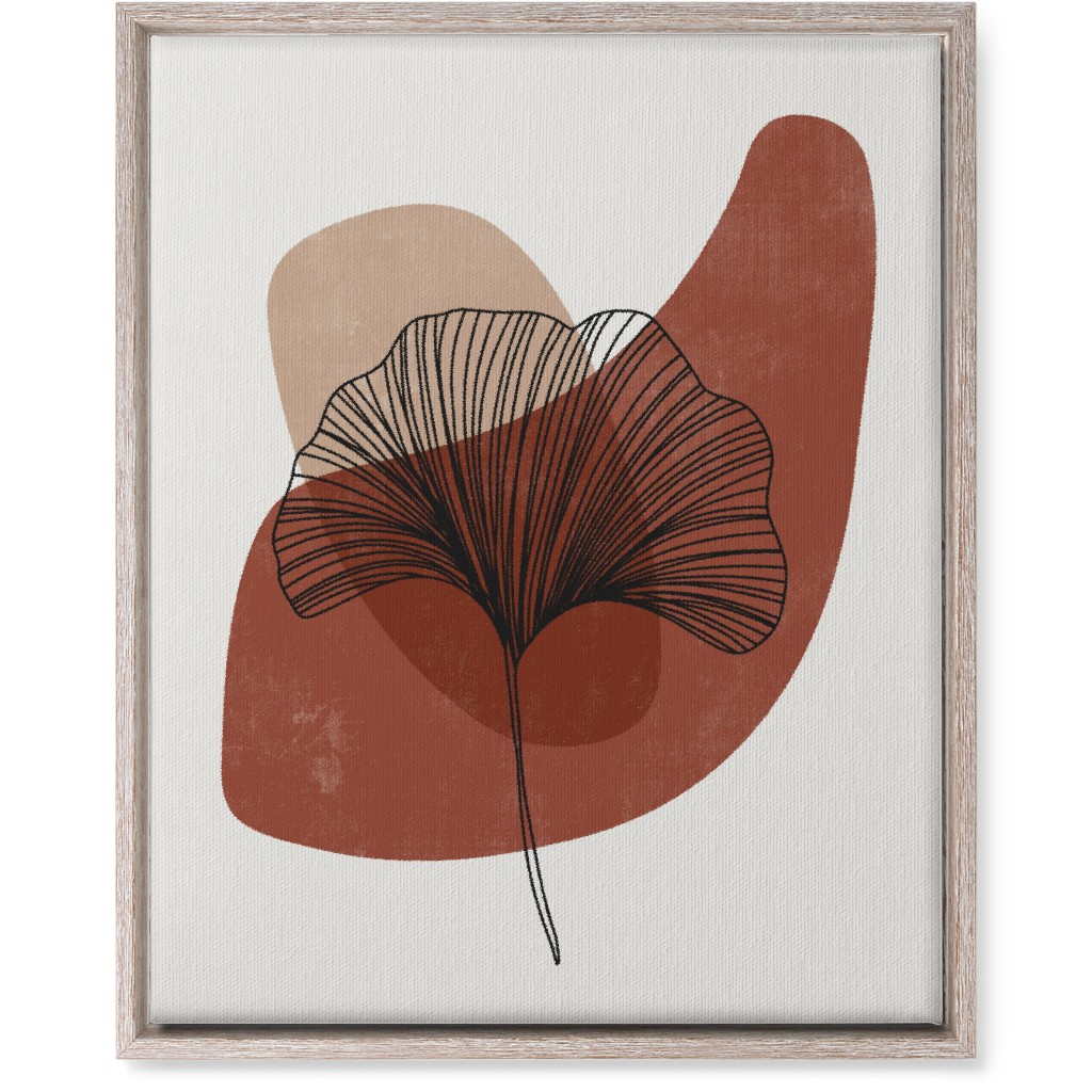 Abstract Ginko - Terracotta and Ivory Wall Art, Rustic, Single piece, Canvas, 16x20, Brown