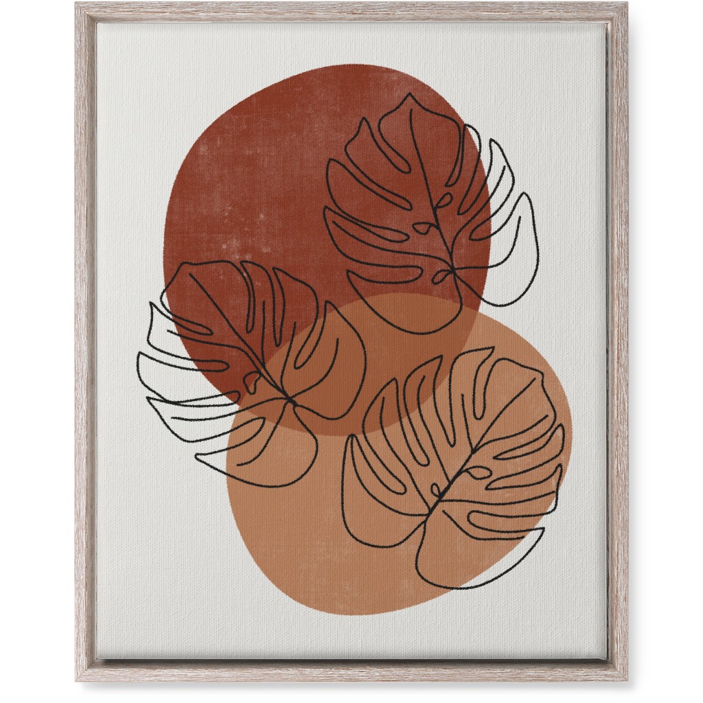 Abstract Monstera Leaves - Terracotta and Ivory Wall Art, Rustic, Single piece, Canvas, 16x20, Brown, Brown