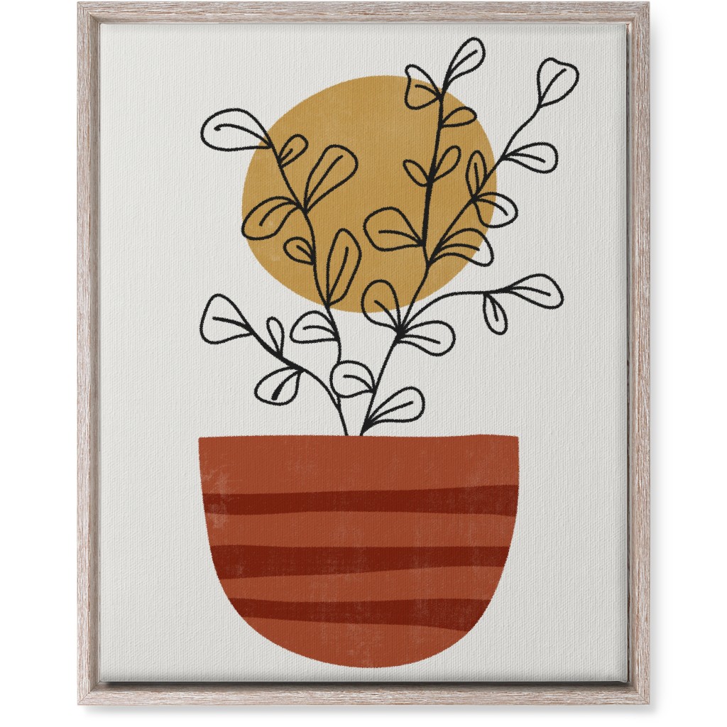 Abstract Flower Pot - Terracotta and Ivory Wall Art, Rustic, Single piece, Canvas, 16x20, Brown, Brown
