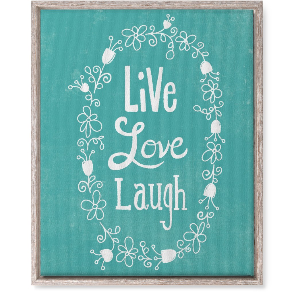 Live, Laugh, Love - Aqua Wall Art, Rustic, Single piece, Canvas, 16x20, Green