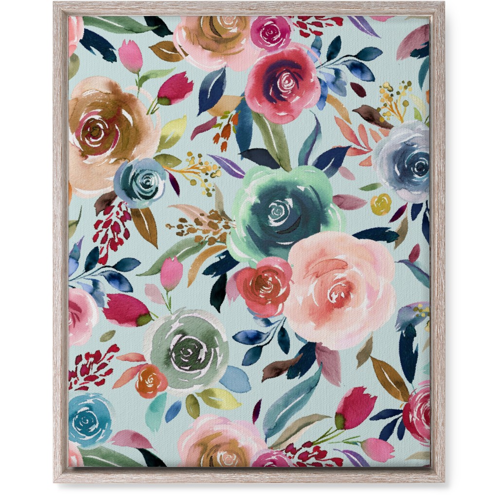 Sweet Watercolor Romance - Turquoise Wall Art, Rustic, Single piece, Canvas, 16x20, Blue