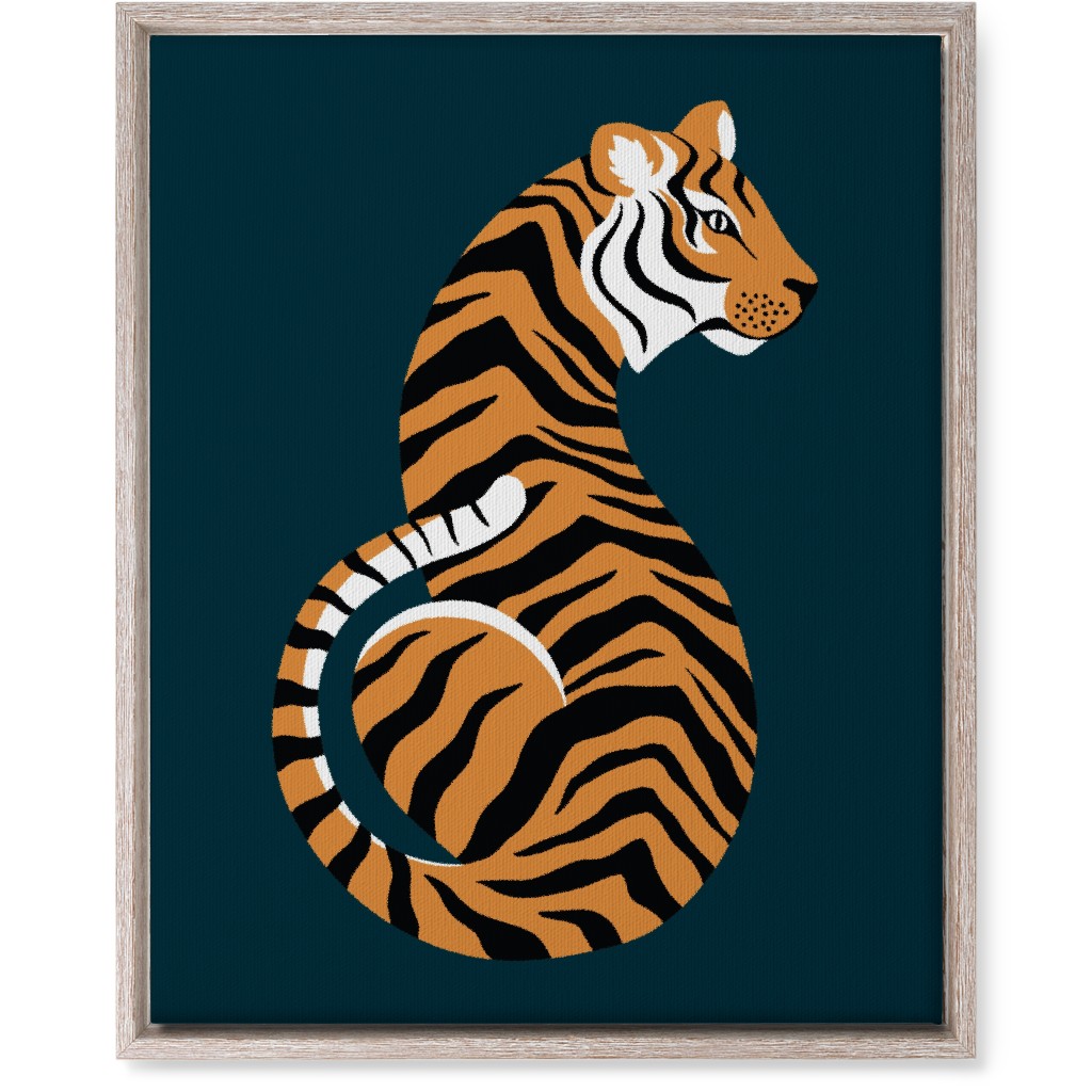 Tiger Illustration - Orange on Black Wall Art, Rustic, Single piece, Canvas, 16x20, Orange, Orange