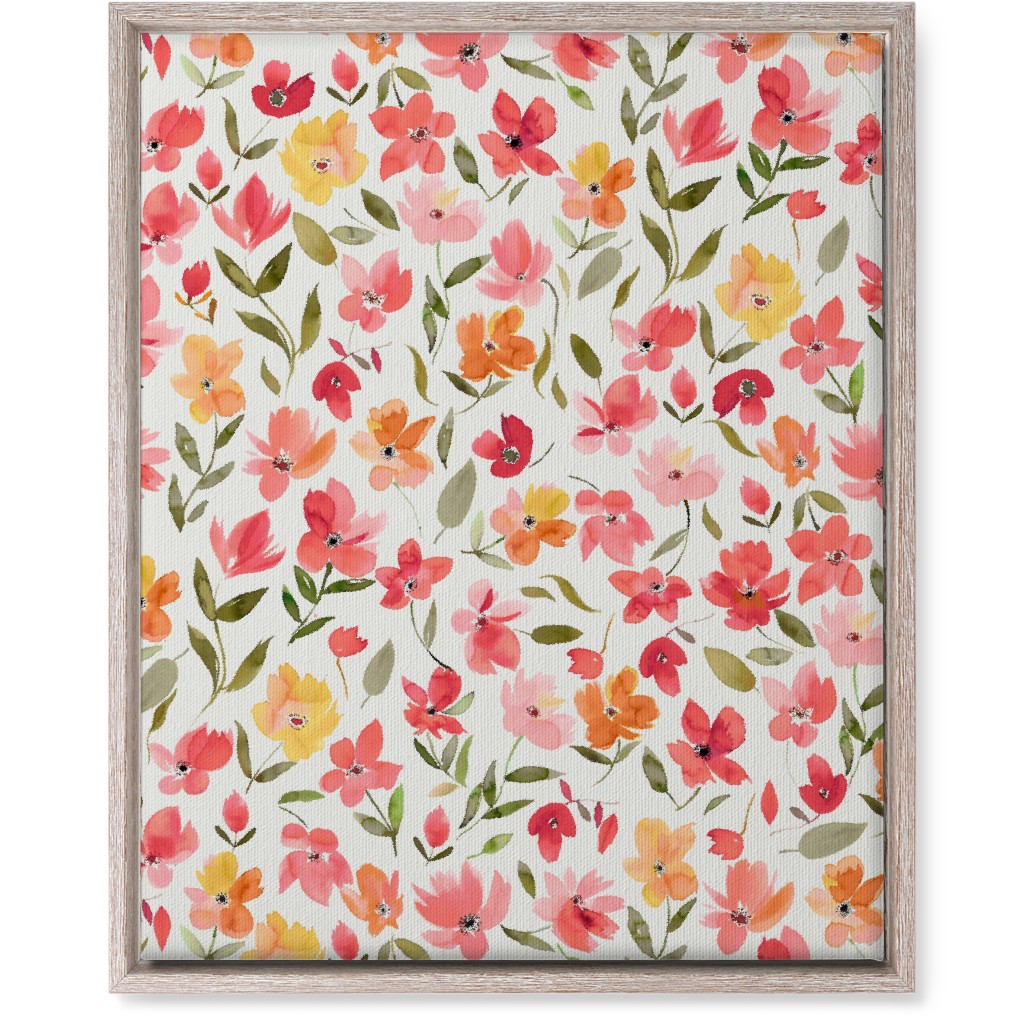Fresh Flowers Watercolor - Pink and Yellow Wall Art, Rustic, Single piece, Canvas, 16x20, Pink, Bright Pink