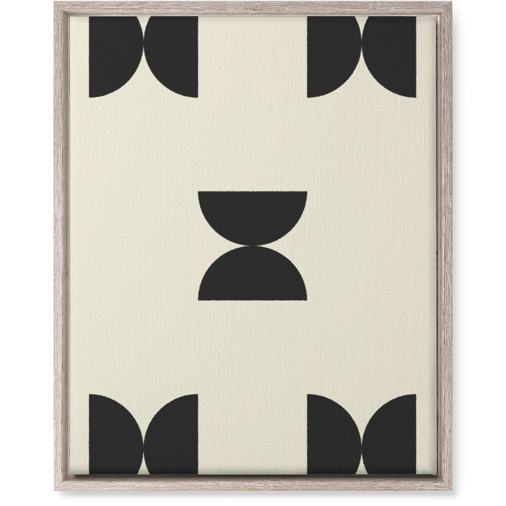 Minimal Geometric Abstract Bauhuas - Cream and Black Wall Art, Rustic, Single piece, Canvas, 16x20, Beige, Pearl