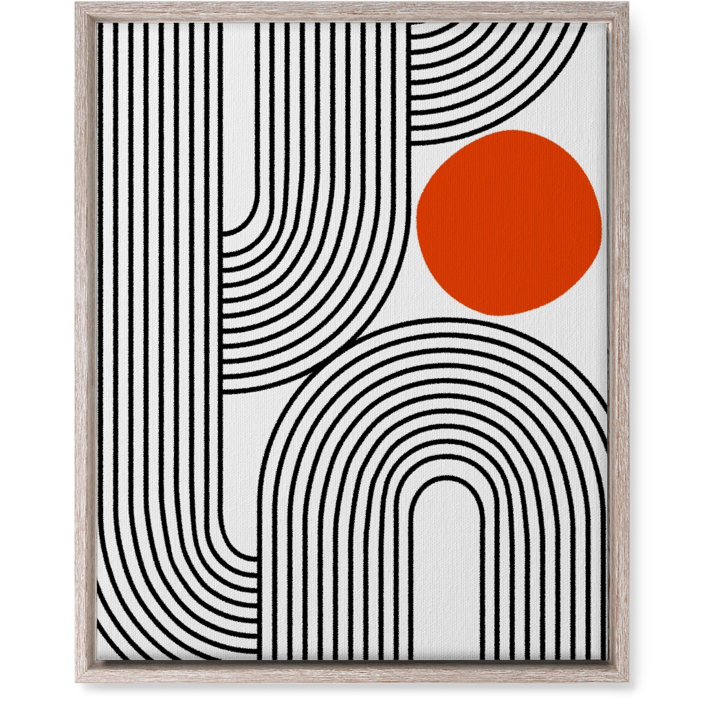 Rising Sun Minimal Geometric Lines Wall Art, Rustic, Single piece, Canvas, 16x20, Red, Sunset