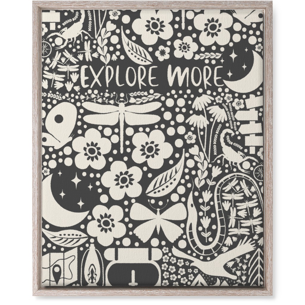Explore More, Adventure - Black and White Wall Art, Rustic, Single piece, Canvas, 16x20, Black, Black