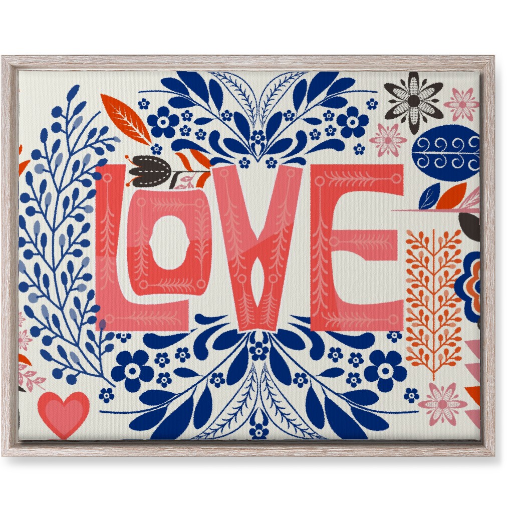 Love Botanical - Pink and Blue Wall Art, Rustic, Single piece, Canvas, 16x20, Red, Red