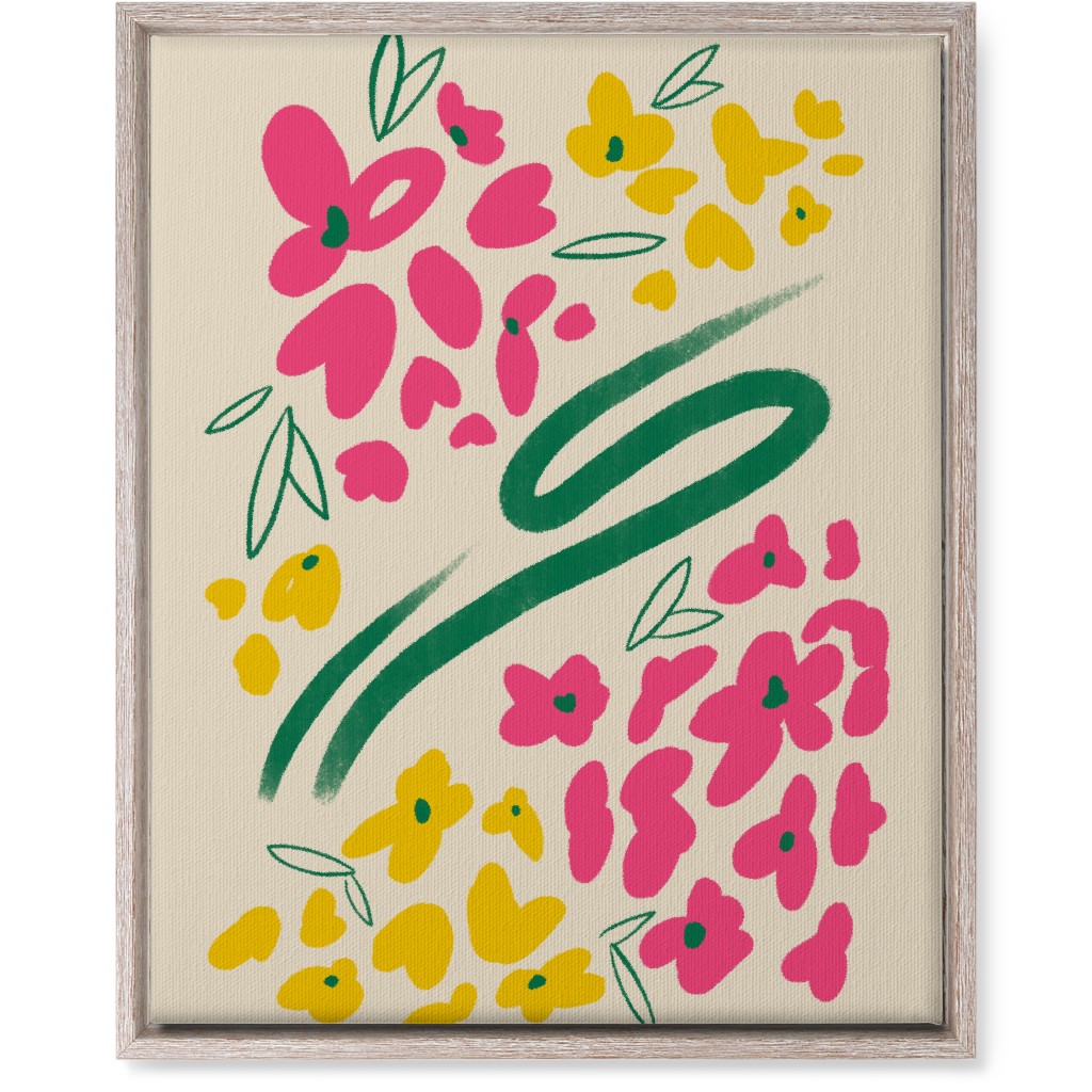 Greek Flowers - Multi on Beige Wall Art, Rustic, Single piece, Canvas, 16x20, Multicolor