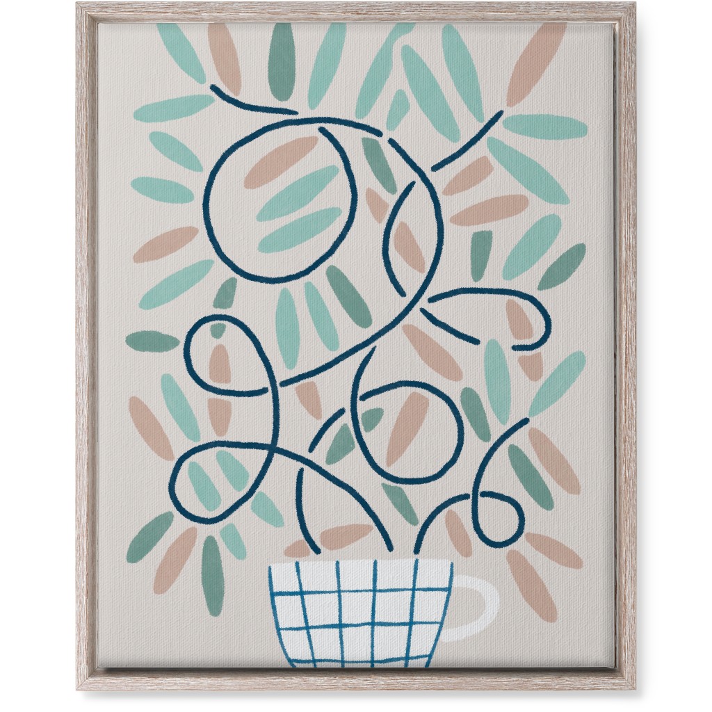 Cup and Plants Wall Art, Rustic, Single piece, Canvas, 16x20, Beige, Silver Lining