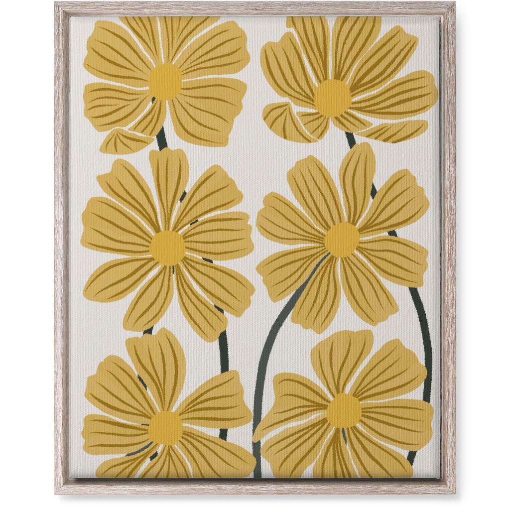 Botanical Cosmos Flowers Wall Art, Rustic, Single piece, Canvas, 16x20, Yellow