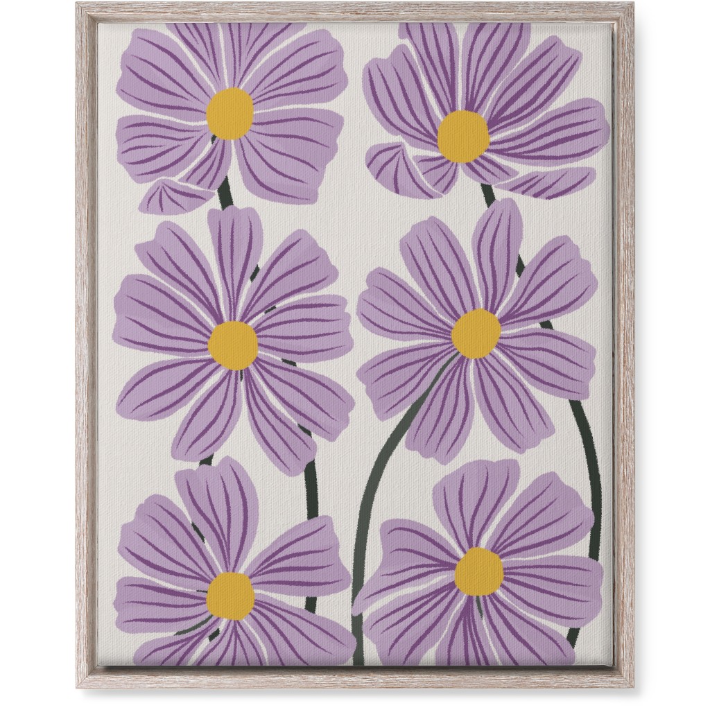 Botanical Cosmos Flowers Wall Art, Rustic, Single piece, Canvas, 16x20, Purple, Violet