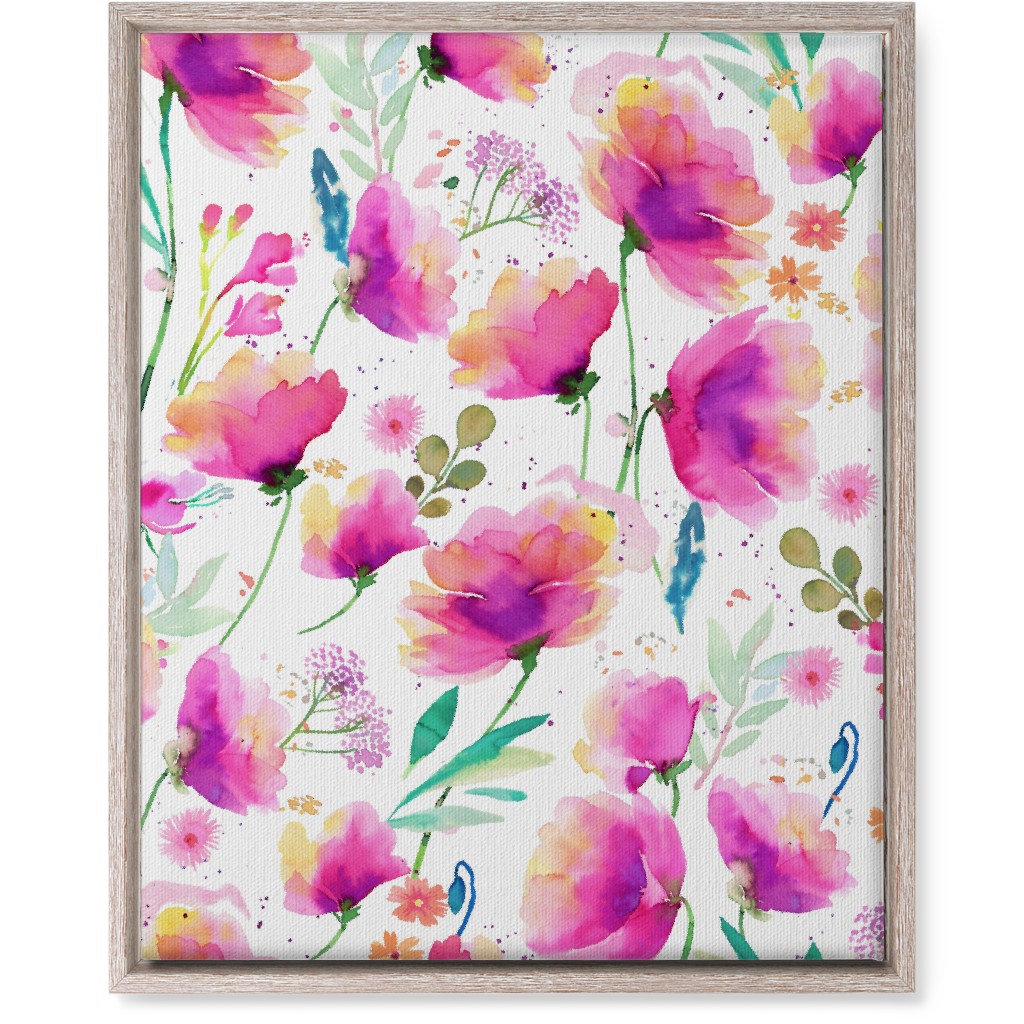 Abstract Poppies - Pink Wall Art, Rustic, Single piece, Canvas, 16x20, Pink, Bright Pink